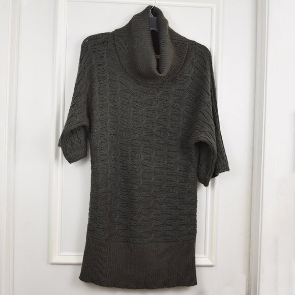 Old Navy Open Knit Pullover Sweater Women Medium Cowl Neck Olive Green Wool Blen - Picture 1 of 10